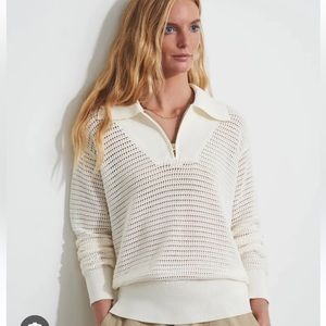 EUC Varley - Cole Open-Knit Polo Sweater - XSmall - Egret